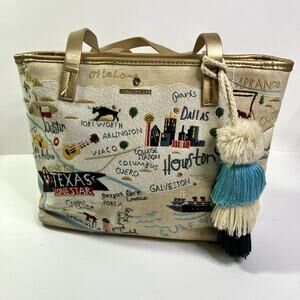 Spartina 449 Texas Embroidered Tote Lone Star Houston Dallas READ